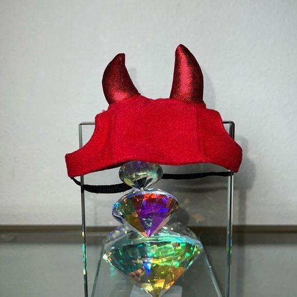 Pet Small Red Devil Ears Hat with elastic chin strap - EUC - Picture 2 of 6